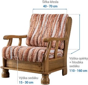 Bielastické poťahy OCEANO NOVÉ tehlové kreslo s drevenými rúčkami (š. 40 - 70 cm)