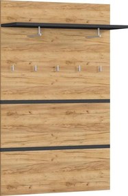 XXXLutz VEŠIAKOVÝ PANEL, antracitová, farba duba, 96/147/30 cm Xora - Vešiakové steny - 001258019104