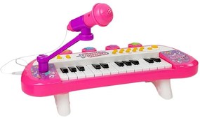 LEAN TOYS Klávesy piano s mikrofónom 24 kláves USB ružové