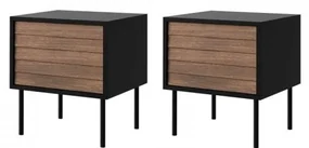 MIRJAN 24 SADA 2x Nočný stolík CORTINA 51x45 cm čierna/orech warnia MJ0131
