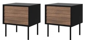 SADA 2x Nočný stolík CORTINA 51x45 cm čierna/orech warnia
