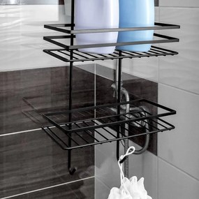 VILDE Závesná poschodová polička do sprchy, čierna, 25 x 20 x 78,5 cm