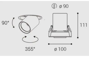 LED2 - LED Podhľadové svietidlo HIDE LED/20W/230V CRI 90 čierna