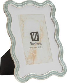 Svetlomodrý/v striebornej farbe kovový/sklenený stojací rámček 17,5x22,5 cm Elizabeth – Mauro Ferretti