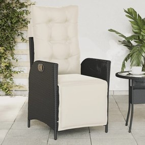 Sklápacia záhradná stolička s podnožkou čierna polyratan 365280