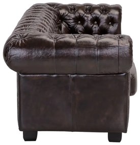 furniture-nabytek.cz - Trojmiestna pohovka Chesterfield z pravej kože, hnedá – 200×90×72 cm