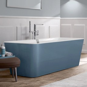 VILLEROY &amp; BOCH Squaro Edge 12 Excellence voľne stojaca vaňa z materiálu Quaryl (bez spoja medzi panelom a vaňou), odtok v strede, 1800 x 800 x 620 mm, Colour on Demand, Stone White, UBQ180SQE9W2BCV-RW