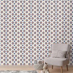 Samolepiaca tapeta oranžovo-modré kvetinové kruhy