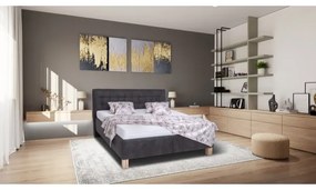 Čalúnená posteľ VIOLET 180x200 cm s úložným priestorom, bez matraca, tmavosivá