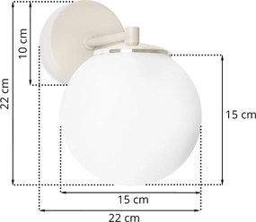 Nástenné svietidlo Florence 1, 1x biele sklenené tienidlo, be/g