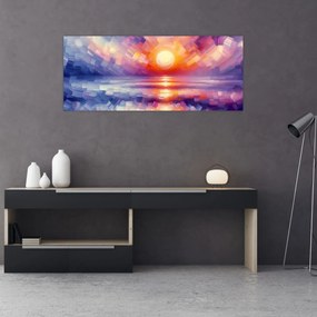 Obraz - Farebný umelecký západ slnka (120x50 cm)