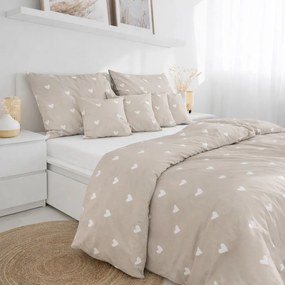 Goldea bavlnené posteľné obliečky - srdiečka na latte 140 x 200 a 70 x 90 cm