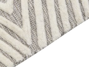 Vlnený koberec 80 x 150 cm biela/sivá GOKSUN Beliani