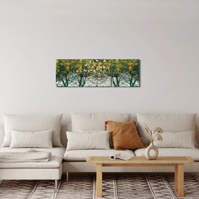 Obraz - Jelene v zelenom lese (s hodinami) (90x30 cm)