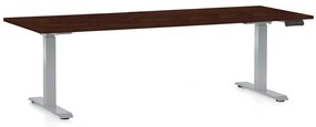 Výškovo nastaviteľný stôl OfficeTech D, 200 x 80 cm, sivá podnož, wenge