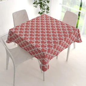 Biante Dekoračný štvorcový obrus PML-094 Červené srdcia na bielom 130x130 cm