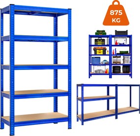 Regál s vysokou nosnosťou HEAVY, max. 875kg, 90x40x180cm, modrá Monzana