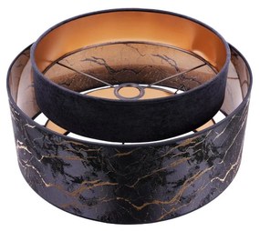 Závesné svietidlo Werona duo 3, 1x čierne textilné tienidlo so vzorom, g