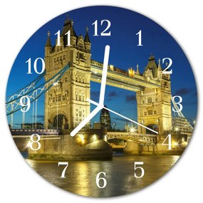 Sklenené hodiny okrúhle Londýnsky most fi 30 cm