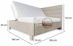 Posteľ čalúnená CALMIRA + lamelový rošt + matrac EMI