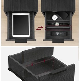 Odkladací stolík s integrovanými zásuvkami a USB portami ROD čierna