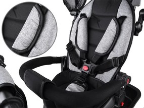 Detská trojkolka Tiny Bike 3 v 1 so strieškou, otočná SP0650 sivá