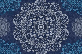Samolepiaca tapeta modrá Mandala s abstraktným vzorom - 150x100