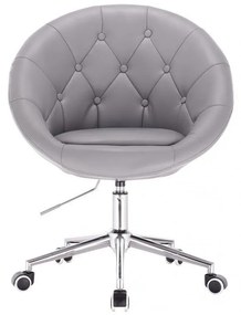 LuxuryForm DESIGN Kreslo VERA na striebornej podstave s kolieskami - šedé
