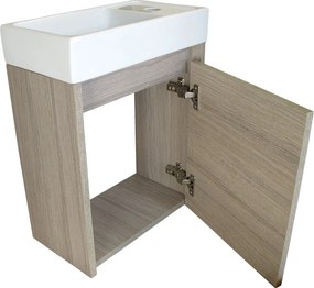 Comodo Kúpeľňová skrinka závesná s keramickým umývadlom Marta 40 Oak P/L