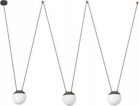 Faro Mine Glass Space 3L závesné svietidlo, šedé, variabilné, E27, opálové s