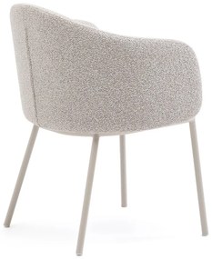 Sivobéžové čalúnené jedálenské kreslo s podrúčkami Minda – Kave Home