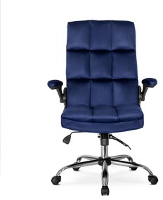 Vintino kancelárska otočná stolička JACOB s chrómovými nohami modrá velúrová zamatová