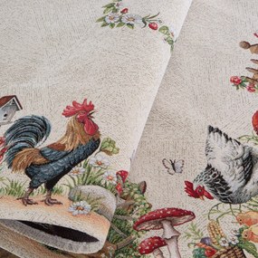 GOBELÍNOVÝ OBRUS FOWL 100X100 CM VZOROVANÁ