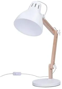 Solight stolná lampa E27 drevená biela