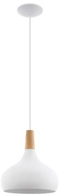 Eglo 901178 - Závesný luster na lanku SABINAR 1xE27/60 W/230 V, pr. 28 cm, biely-