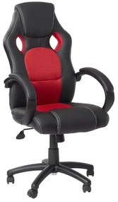 Herná stolička SPERO — ekokoža, látka, čierna/červená