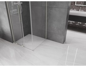 Mexen Velar L, sprchový kút s posuvnými dverami 120 x 120 cm, 8mm číre sklo, brúsená oceľ, 871-120-120-03-97