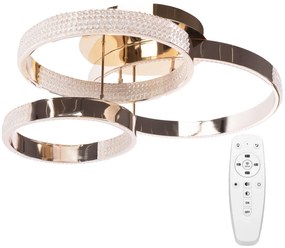 Toolight Toolight, LED kryštálové stropné svietidlo s diaľkovým ovládaním 42W, G003-C, zlatá lesklá, OSW-09744