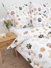 Bavlnené obliečky Renforcé – Psie labky biele