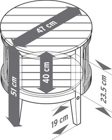 Záhradný odkladací stolík s odnímateľnou doskou, priemer cca 50 cm