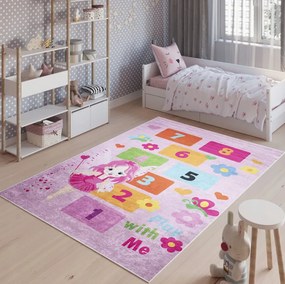 Detský ružový koberec s motívom víly Šírka: 80 cm | Dĺžka: 150 cm