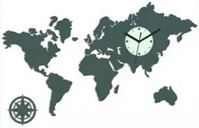 3D nalepovacie hodiny Continents šedé