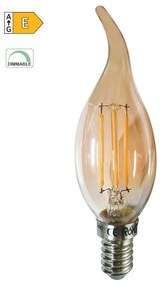 Diolamp LED Filament žiarovka Candle Flame Amber C35 5W/230V/E14/2700K/620Lm/360°/Dim