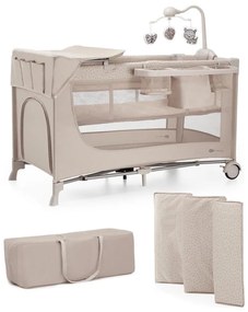 KINDERKRAFT - Cestovná postieľka JOY 2 s doplnkami béžová KLJOY02BEG000AC