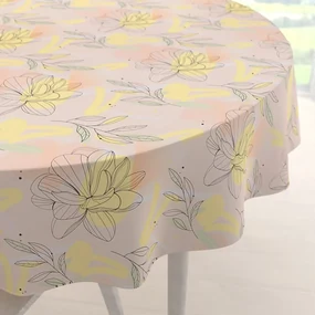 Biante Teflónový okrúhly obrus TF-069 Žlto-ružové kvety s lístkami Ø 120 cm