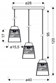 Luster na lanku FRESNO 3xE27/60W/230V
