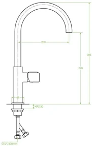 Laveo Pretto, vysoká drezová batéria h-395, čierna matná, LAV-BAO_768D