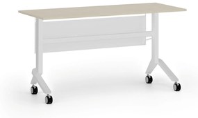 Mobilný stôl PRIMO MOVE, 1400 x 600 mm, biela podnož, breza