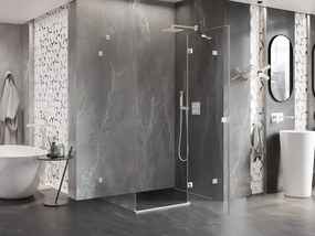 Mexen Lunar, pravostranný výklopný sprchový kút 75 x 90 cm, 8mm číre sklo, biely profil, 834-075-090-20-00-P
