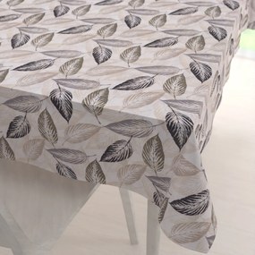 Biante Dekoračný obdĺžnikový obrus PML-056 Zeleno-čierne listy na béžovom 50x100 cm